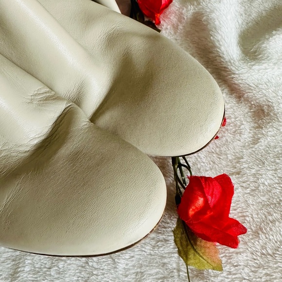 Zara | Leather Cream Knee Height Boots - Picture 12 of 14